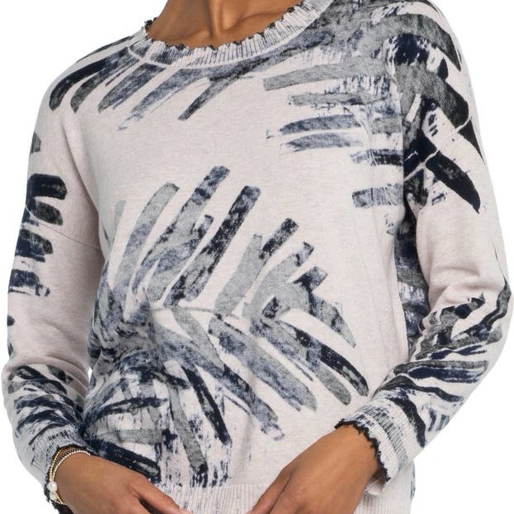 Abstract Print Women's juniper Sweater large Nic & Zoe